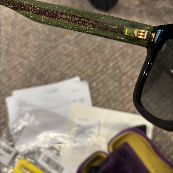 GUCCI Sunglasses GG 0034S Black w Red & Green Glitter - Picture 10 of 16